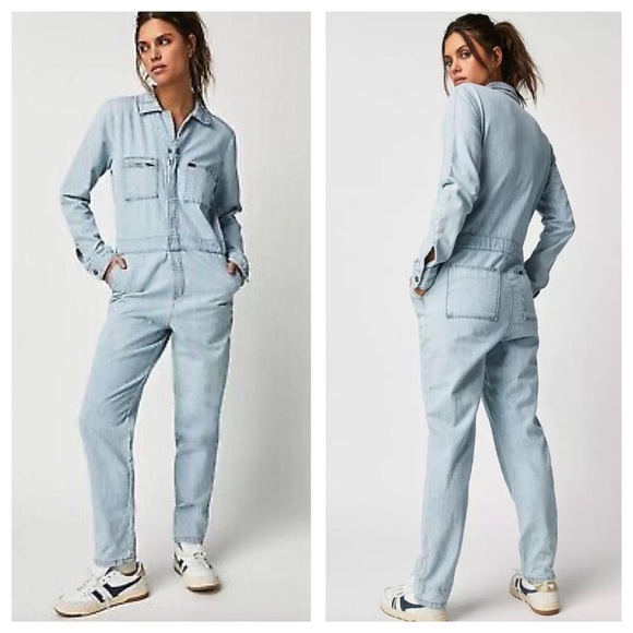 Free People x Lee union all denim jumpsuit NWT medium - Picture 1 of 12